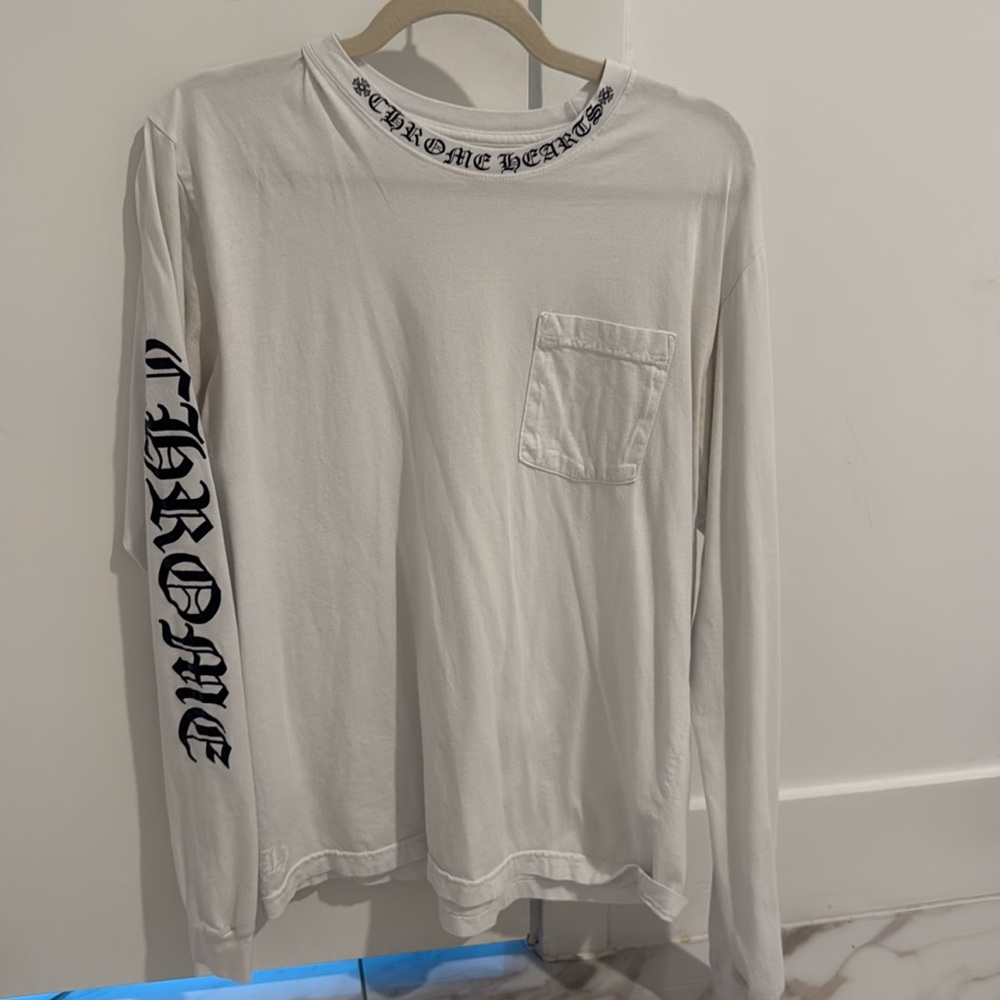 Chrome Hearts white scripted long sleeve tee top
